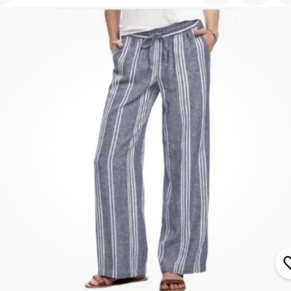 Old Navy Blue and White Wide Leg Pants Nautical Style